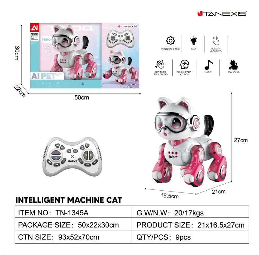 Intelligent Voice Remote Control Doraemon with Gesture & Touch Induction Pink
