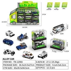 Building Block Box Alloy Gliding Police Car 27PCS