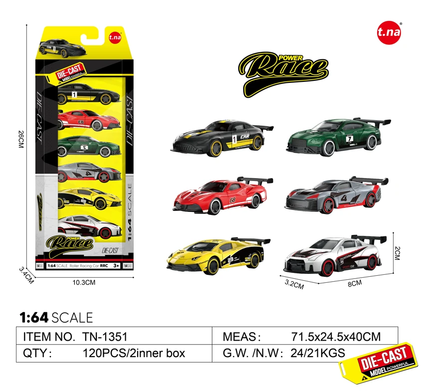 1:64 Classic Alloy Gliding Car 6-style Mixed