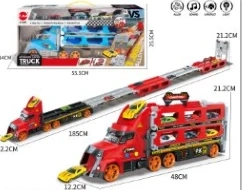 Light & Sound Music Storage Deformation Ejection Container Truck with 6PCS Alloy Gliding Racing Series 2-color Mixed