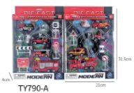 Alloy Gliding Fire Truck Set with 4PCS Alloy Cars 2-style Mixed