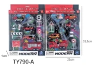 Alloy Gliding Fire Truck Set with 4PCS Alloy Cars 2-style Mixed