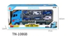 Gliding Storage Container Truck with 6PCS Alloy Police Cars