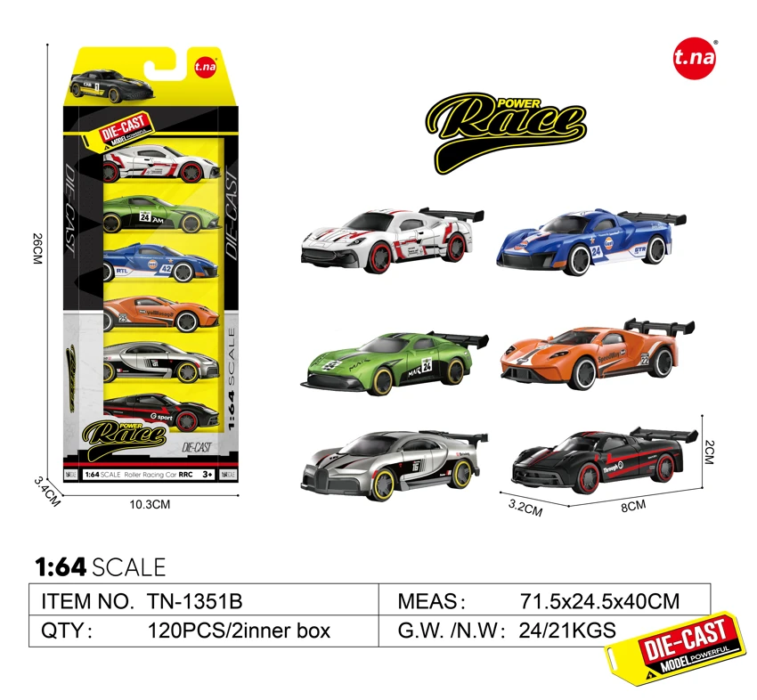 1:64 Classic Alloy Gliding Car 6-style Mixed