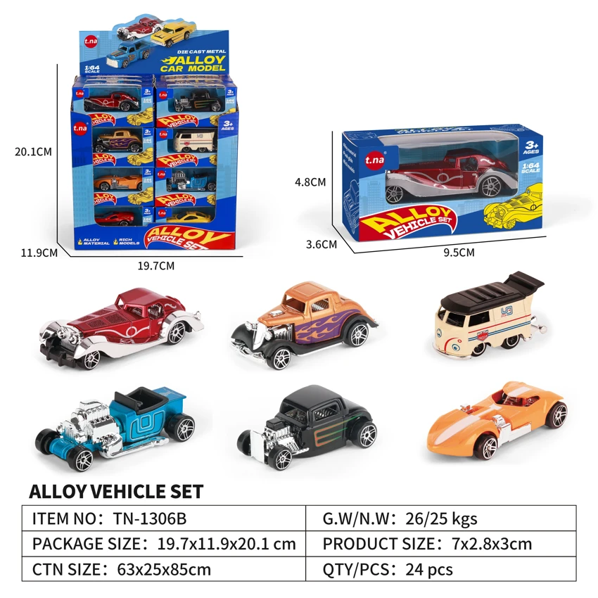 1:64 Classic Alloy Gliding Car 24PCS