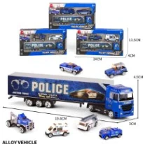 Alloy European Tractor Trailer with 2PCS Police Cars