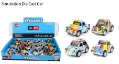 New Q-version 4-style Graffiti Alloy Pull-back Vintage Car 12PCS
