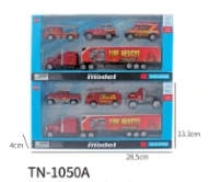 Long Tractor + Trailer with 3PCS Fire Trucks