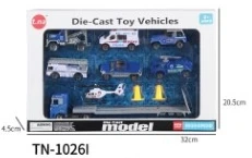 Alloy European Tractor with Airplane + 6PCS Police Cars