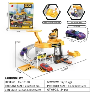 DIY Track Parking Lot Engineering Series with 1PCS Alloy Gliding Car Random Style