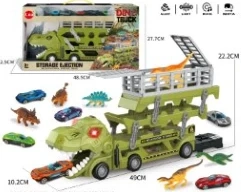 Light & Sound Dinosaur Container Folding Inertia Truck with 6PCS Alloy Gliding Cars