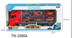 Gliding Container Truck with 6PCS Alloy Fire Trucks