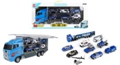 Gliding Storage Container Truck with 10PCS Alloy Police Cars (Double-sided)