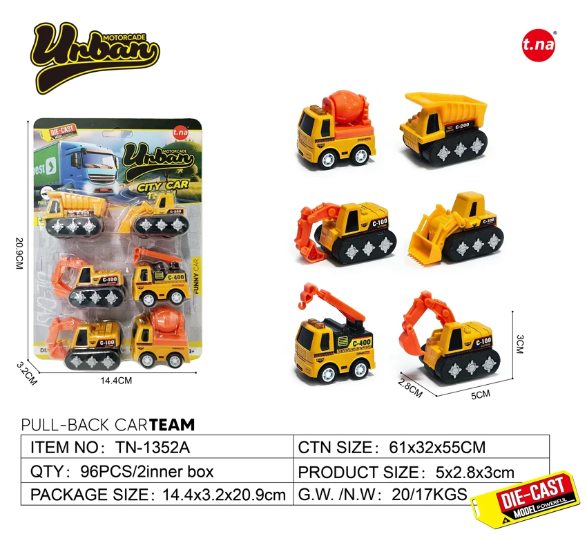 Mini Pull-back Alloy Car 6PCS Set - Engineering Series