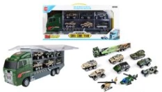 Gliding Storage Container Truck with 10PCS Alloy Military Cars (Double-sided)