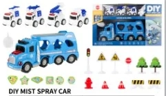 Kartun teka-teki semprot musik kontainer mobil dengan 4 polisi inersia paduan seri mobil