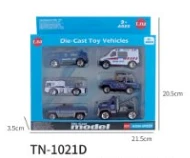 6PCS Gliding Police Alloy Car