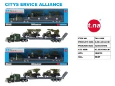 Alloy American Tractor with 2PCS Small Pull-back Military Cars