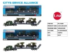 Alloy American Tractor with 2PCS Small Pull-back Military Cars