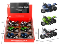 Alloy Pull-back S1000R Motorcycle with Light & Sound 3-color Mixed 6PCS