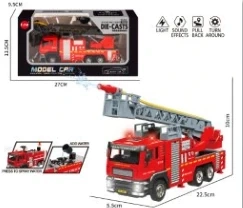 1:32 Light & Sound Alloy Pull-back Ladder Fire Truck Water Sprayable