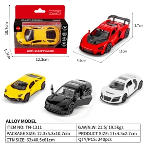 1:43 Alloy Pull-back Racing Car Door-openable 4-style Mixed