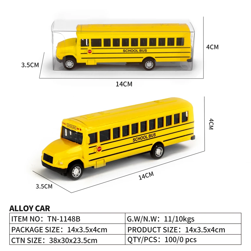 1:38 Alloy Pull-back School Bus
