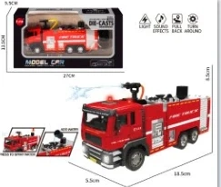 1:32 Light & Sound Alloy Pull-back Fire Water Tank Truck Water Sprayable