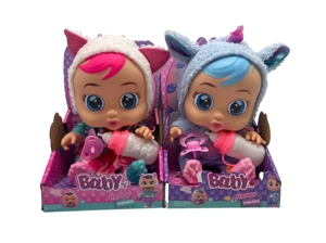 รุ่นที่ 19 ตุ๊กตาไก่กระโปรงขนาด 14 นิ้ว พร้อมเสียงเพลงสี่เสียง cry Babies - ตุ๊ตติ ฟริตติ มีฟังก์ชั่นน้ําตาไหล พร้อมขวดดูดน้ํา พร้อมนมฟังก์ชั่นความร้อนด้วยสายปุยชุดเสื้อผ้า 2 ชิ้น 2 แบบผสม