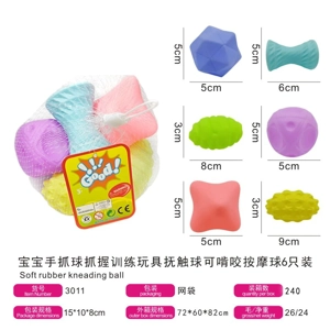 Tangan bayi menangkap bola pegangan pelatihan mainan sentuh bola dapat menggerogoti bola pijat 6 pcs.