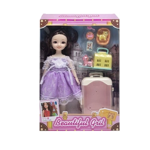 High-grade 12-inch Joint Solid Body Lolita Doll with Puppy & Luggage Case Blister Accessories
