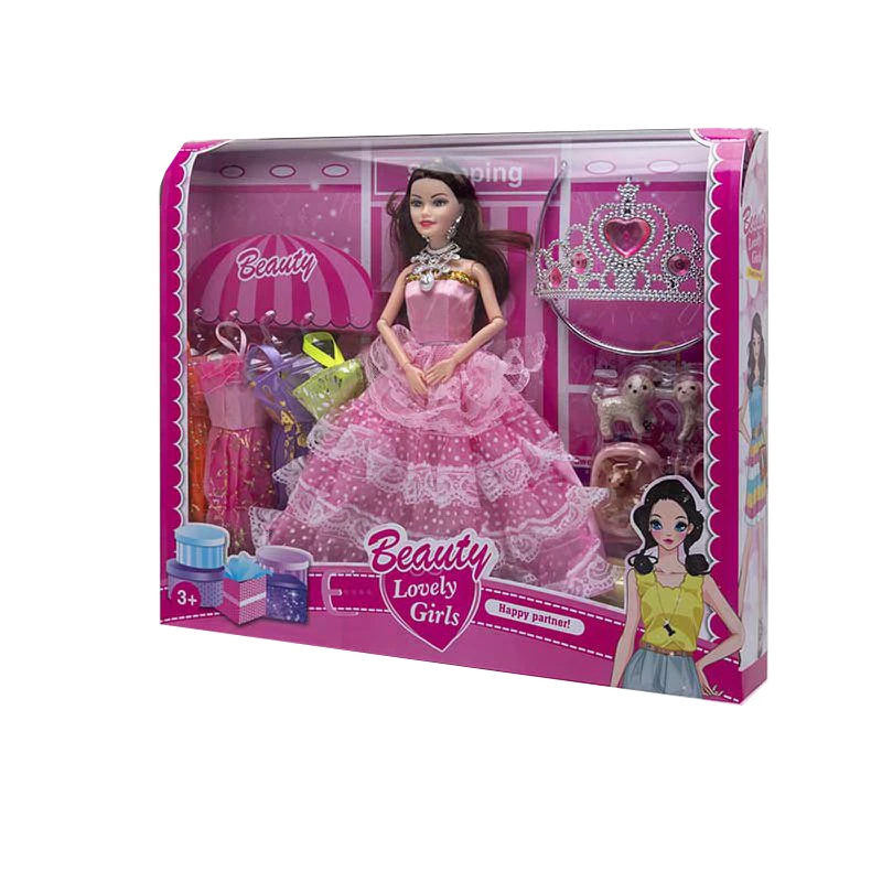 High-grade 11-inch 9-joint Princess Barbie with Clothes, Puppy & Big Crown Blister Accessories