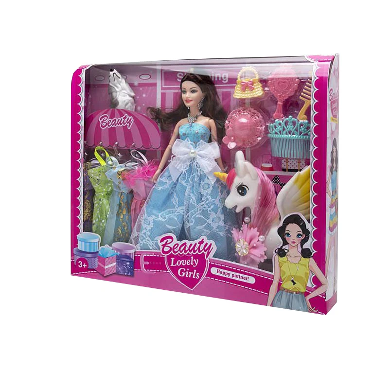 High-grade 11.5-inch Solid Body 9-joint Wedding Barbie with Pegasus Dressing Blister Accessories & Puppy
