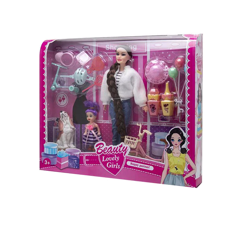 High-grade 11.5-inch 9-joint Fashion Barbie with Balloon & Car Blister Accessories, 3-inch Mini Doll & Puppy