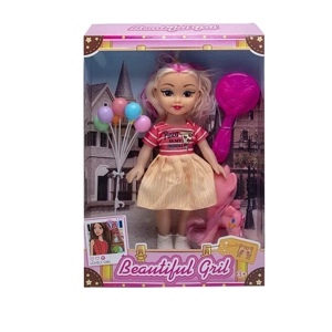 High-grade 10-inch Hollow Body Fashion Chubby Doll (with Music) with Pony, Balloon & Comb