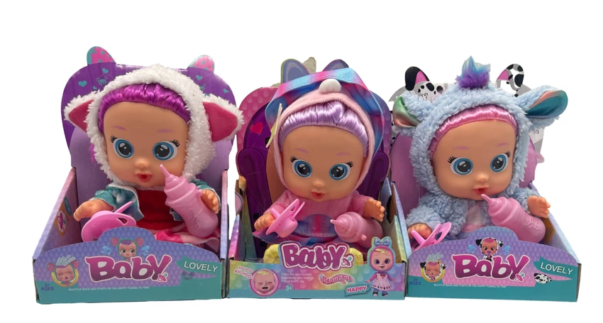 Deluxe 14th Gen 10-inch Vinyl Crying Doll with 4-tone Music CRY BABIES-Tutti Fritti, Tear-shedding Function, Water Bottle & Pacifier, Plush Warm Function, 2-piece Outfit, 2 Styles Mixed