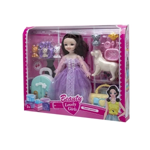 High-grade 12-inch Joint Solid Body Lolita Doll with Luggage Case & Puppy Handbag Blister Accessories