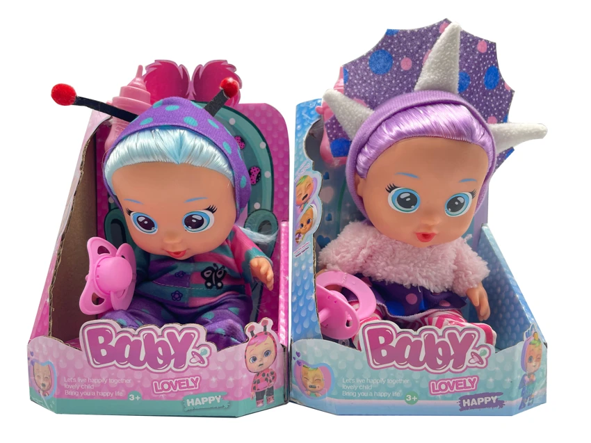 Deluxe 14th Gen 10-inch Vinyl Crying Doll with 4-tone Music CRY BABIES-Tutti Fritti, Tear-shedding Function, Water Bottle & Pacifier, Plush Warm Function, 2-piece Outfit, 2 Styles Mixed