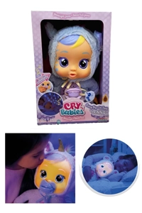 14-inch Angel Vinyl Crying Doll with Luminous Effect, Plush Warm Function, 4-tone Music & Tear-shedding Function, Water Bottle & Pacifier, Mixed Luminous Crying Dolls