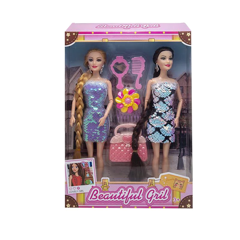 High-grade 11.5-inch Solid Body Fashion Barbie 2 PCS Set with Comb Blister Accessories