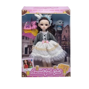 High-grade 12-inch Joint Solid Body Lolita Doll with Puppy & Bear Blister Accessories