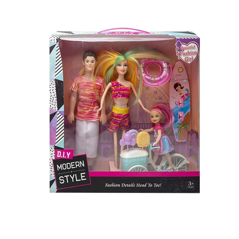 Premium 11.5 inci padat hidup tangan Barbie dan kosong lelaki 3 inci kanak-kanak lelaki surfing set basikal ais krim