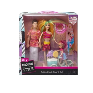 High-grade 11.5-inch Movable Hand Barbie + Hollow Body Male Doll & 3-inch Mini Doll Surf Set with Ice Cream & Bicycle