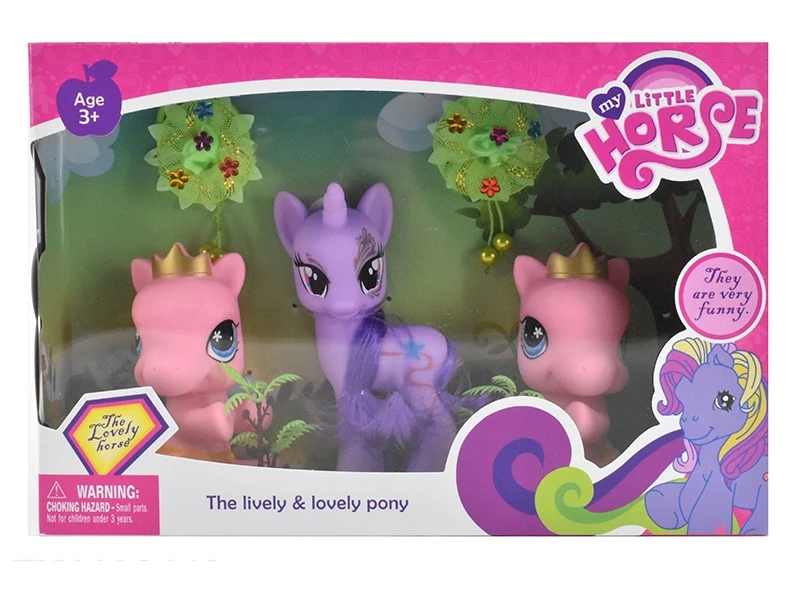 3 Styles Mixed Mini Vinyl Ponies with Pony Accessories