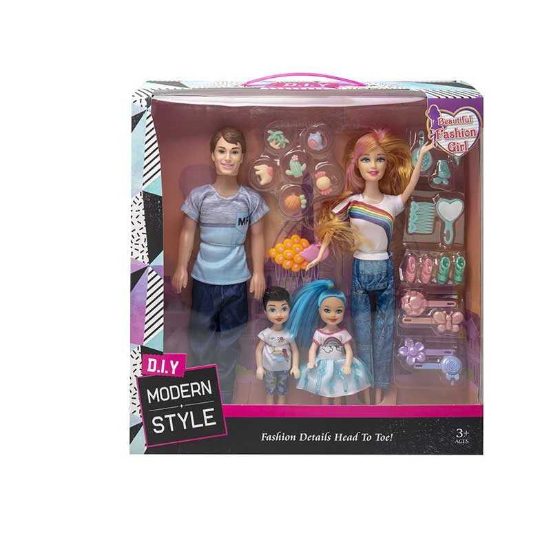 High-grade 11.5-inch Movable Hand Barbie + Hollow Body Male Doll & 3-inch Mini Doll with Candy Dressing Blister Accessories