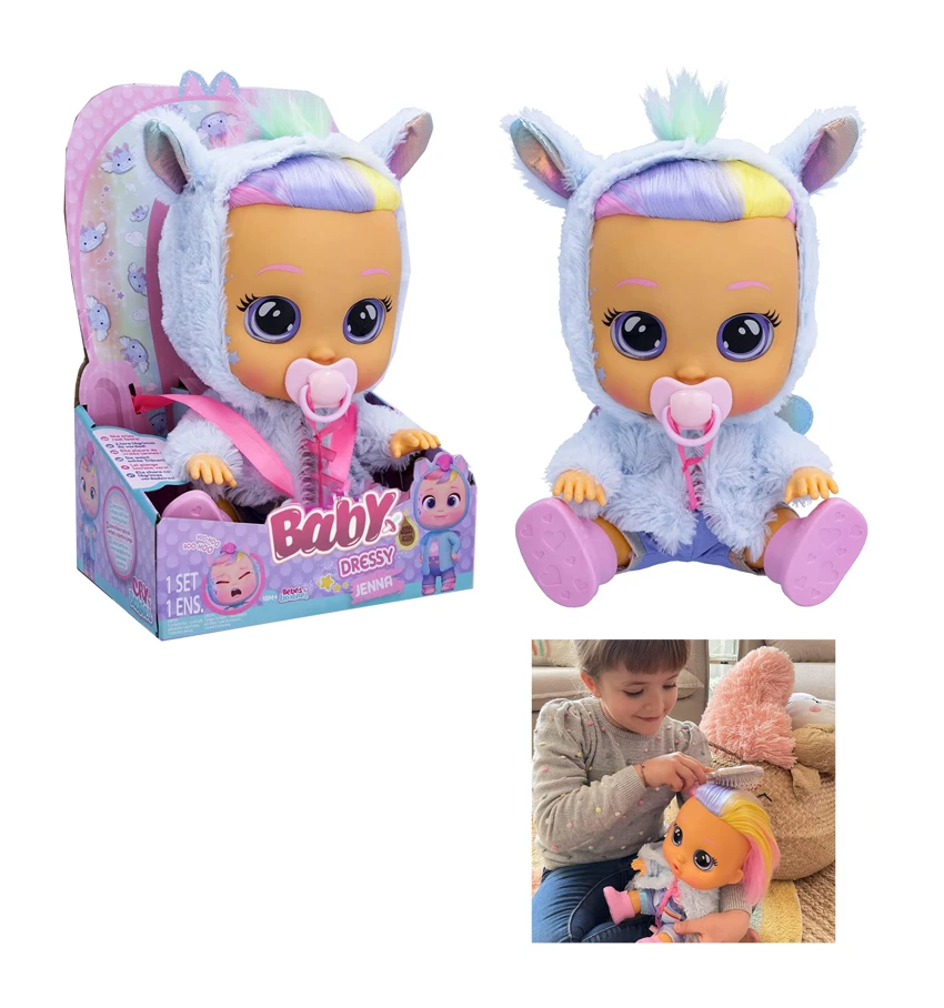 16th Gen Plush Rainbow Pony 14-inch Hair Style Vinyl Crying Girl Doll CRY BABIES-Tutti Fritti with 4-tone Music & Tear-shedding Function, Water Bottle & Pacifier, Plush Warm Function, 2-piece Outfit