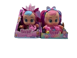 Deluxe 19th Gen 10-inch Vinyl Crying Doll CRY BABIES-Tutti Fritti with 4-tone Music & Tear-shedding Function, Water Bottle & Pacifier, Plush Warm Function, 2-piece Outfit, 2 Styles Mixed