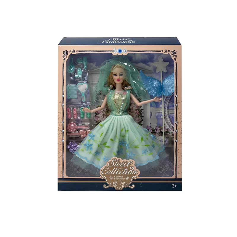 High-grade 11.5-inch Solid Body 9-joint Wedding Barbie with Dressing Blister Accessories & Fairy Wand