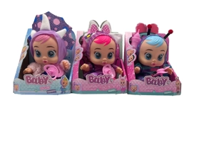 Deluxe 19th Gen 10-inch Vinyl Crying Doll CRY BABIES-Tutti Fritti with 4-tone Music & Tear-shedding Function, Water Bottle & Pacifier, Plush Warm Function, 2-piece Outfit, 3 Styles Mixed