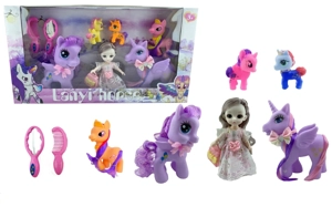 Blue-wing Pony Set Multi-styles Mixed with Doll, Mirror & Comb